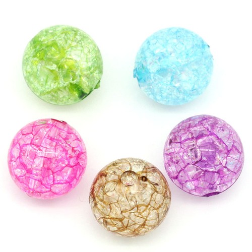 GS 50 Mix Klar Acryl Krackle Spacer Perlen Beads Basteln 12mm