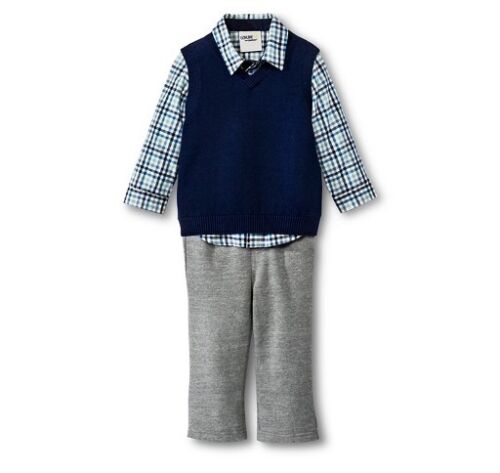Genuine Kids by OSHKOSH Boys' 3-Piece Set Vest Button Down Plaid Shirt Pants 