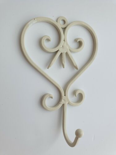 14.5x9.5cm Home Decor Shabby Chic Metal Ivory Wall Hanging Heart Hook