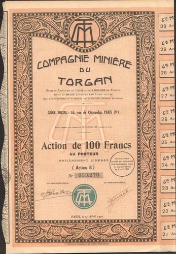 H AUDE 11 mines de Cuivre Compagnie Minière du TORGAN
