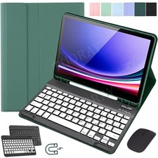 QWERTZ Bluetooth Tastatur Maus mit Hülle Für Samsung Galaxy Tab S9 S9 FE S8 S7
