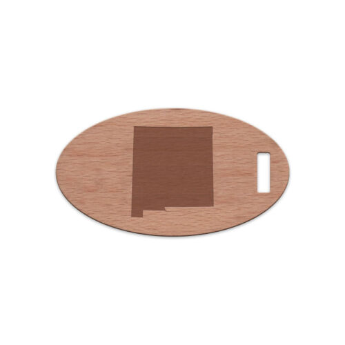New Mexico Wooden Oval Luggage ID Name Tag with Your Name & Address 