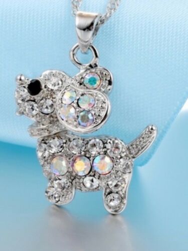 925 silver puppy dog jewellery set earrings chain pendant lady present gift