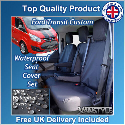 FORD TRANSIT CUSTOM 12 BLACK TAILORED WATERPROOF FRONT SEAT COVERS 1+2 H//DUTY