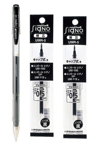 0.5 mm Black Ink refill UMR-5.24 Uni-ball Signo Gel Ink Pen UM-100.24 