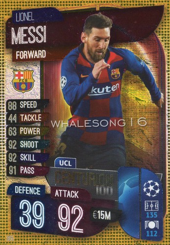 Match Attax 2019//20 19//20 Lionel Messi UCL Centurión Trading Card-Barcelona