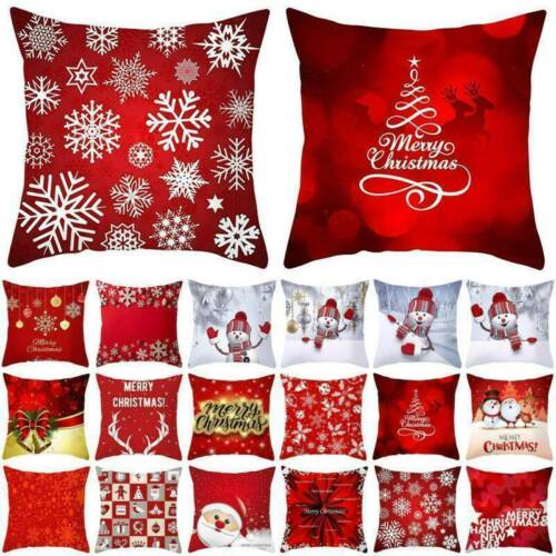 Christmas Square Cushion Cover Santa Claus Pattern Pillow Case Sofa Decor Hot UK