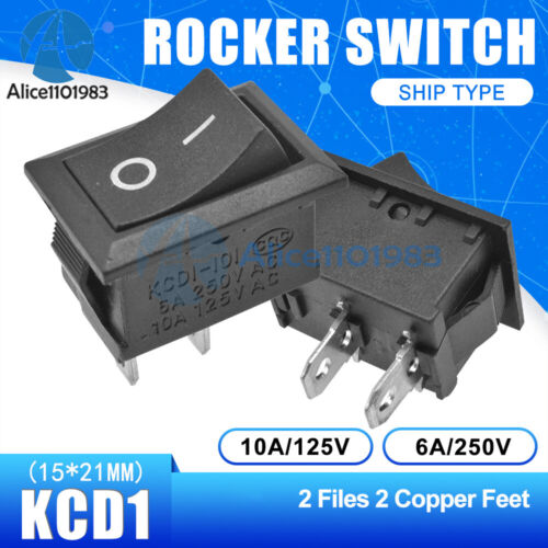 KCD1 6A 250V 2//3//4//6PIN Rocker Boat Switch Terminals ON//OFF 15 x 21mm DPST//DPDT