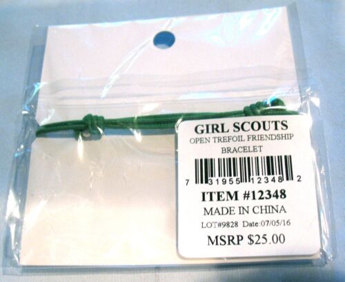 NEW Leader GIFT Cord w//Glass Zinc Outlining TREFOIL Girl Scout BRACELET Adj