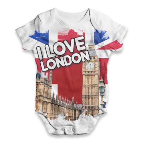 Baby Grow Bodysuit I Love London Landmarks Baby Unisex Funny ALL-OVER PRINT