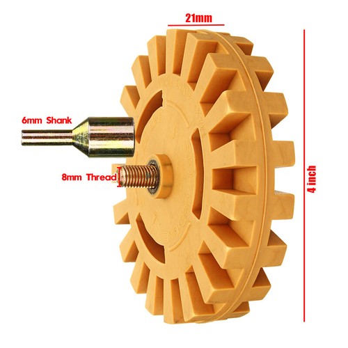 4/'/' Fluted Rubber Eraser Wheel 21mm Pinstripe Decal Heavy Duty Caramel Remover