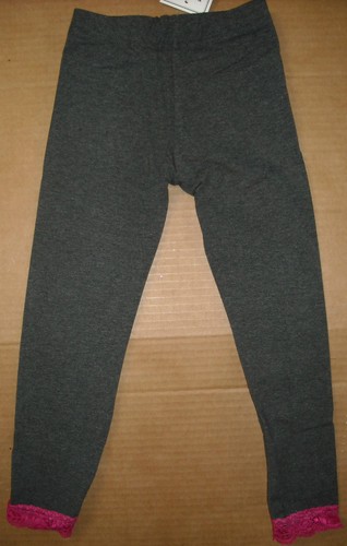 NWT Dori Creations Charcoal Leggings W// Pink Lace Child sizes