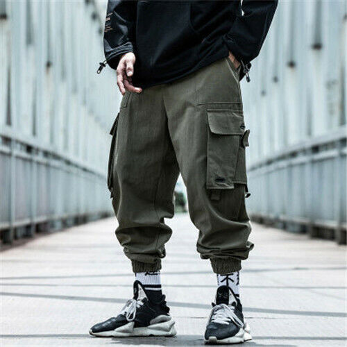 Fashion Men/'s Cargo Pants Hip Hop Multi-Pocket Harem Trousers Harajuku Loose