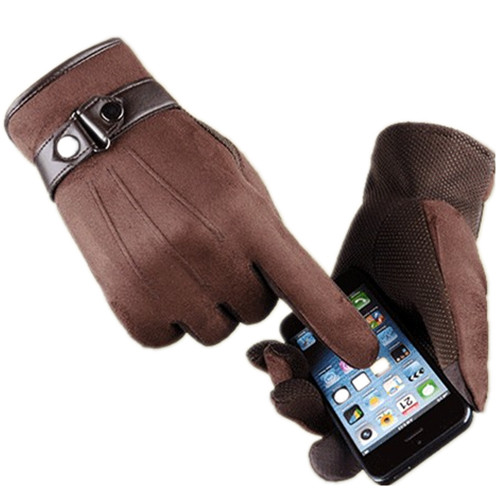 Mens Womens Black Suede Extra Warm Lining Winter Thermal Gloves Touch Screen UK