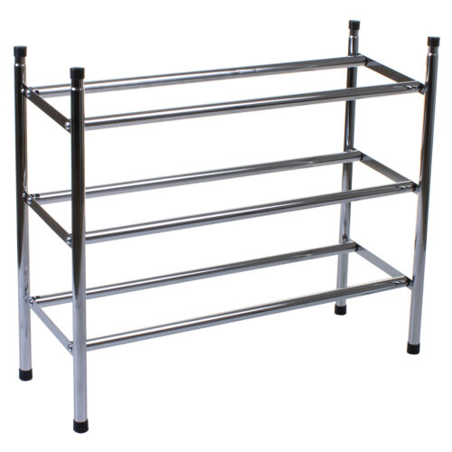 METAL CHROME EXTENDABLE SHOE RACK STORAGE SHELVES BOOT STAND ORGANISER STACKABLE