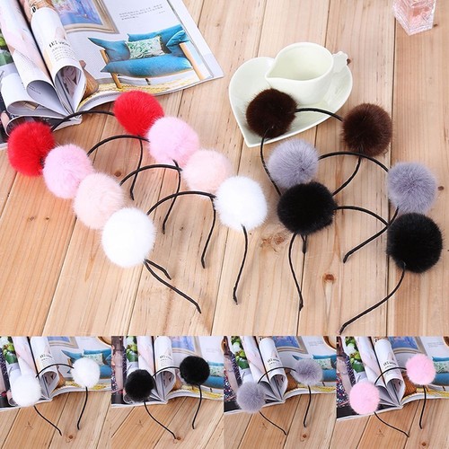 Süß Warm Pom Pelz Ball Pelz Ohren Frauen Stirnban Haarband Kopf Zubehör X7I8