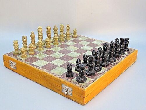 Juego de ajedrez Blanco Mármol Juego de mesa con piezas de madera frontera incluyó 14/"