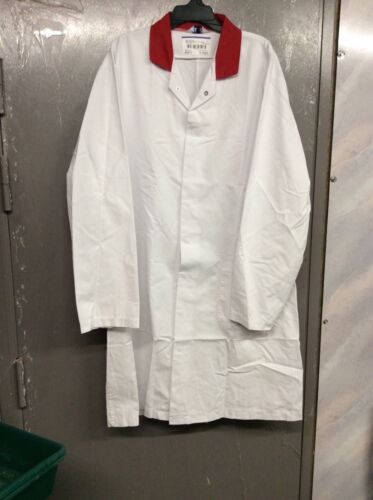 White with red collar long kitchen//chef//food production jacket*new*