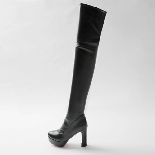 Womens Over Knee High Thigh Boots High Block Heels Platform Pull On Casual Shoes 
