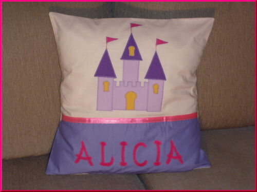 CASTLE KINDY PILLOW CHILD/'S GIRLS PERSONALISED NAME CUSHION COVER