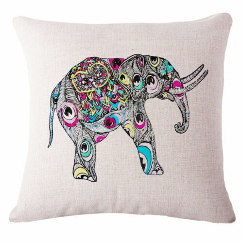 Fashion Cotton Linen Elephant Sofa Pillow Case Throw Cushion Cover Home Decor 