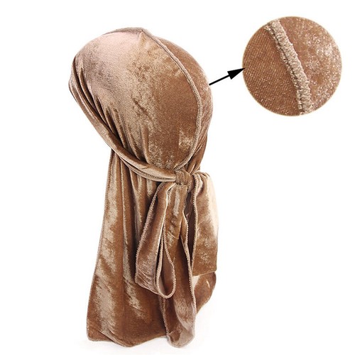 Men Lady Velvet Silk Breathable Bandana Hat Turban Cap Doo Durag Headwear IU