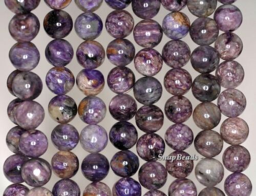 10MM CHARA RIVER CHAROITE GEMSTONE A  PURPLE ROUND 10MM LOOSE BEADS 7.5" 