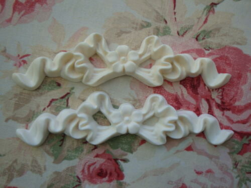 Shabby /& Chic *Bow with Flower* Furniture Appliques 2 pcs Architectural Onlay