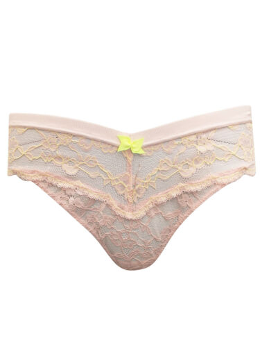 M/&S LIGHT-CITRUS All Over Lace Brazilian Knickers Size 10