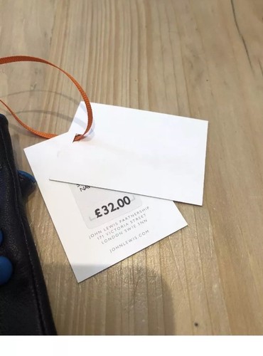 Femmes Gants en Cuir Doublé Bouton John Lewis Bleu Marine Taille S//M BNWT Cadeau de Noël