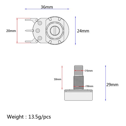 10 Stücke B250K Potentiometer Mini Gitarre Push Töpfe 18mm Split Shaft