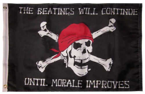 2x3 Pirate The Beatings Will Continue 150D Woven Poly Nylon Flag 2x3 Banner 