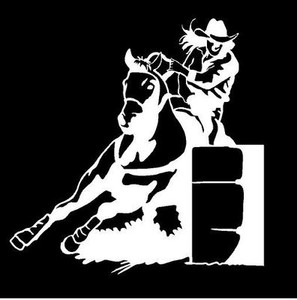 WHITE Vinyl Decal Girl Barrel Racer rodeo truck trailer ...