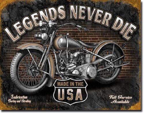 LEGENDS NEVER DIE MADE IN THE USA TIN SIGN