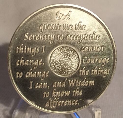 Black /& Silver Plated Eighteen Year AA Chip Alcoholics Anonymous Medallion 18