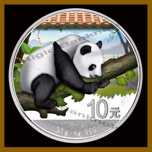 Coin BU 2016 Panda Info Card color China 10 Yuan 30g Silver colored