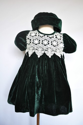 Hunter Green Baby Girl Toddler Holiday Formal Dress Wedding 6M 12M 18M 36M