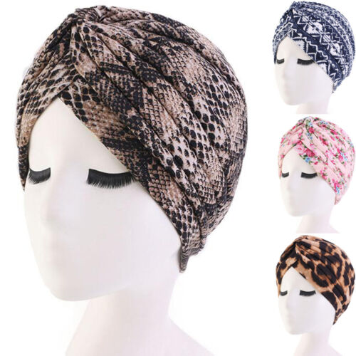 Floral Print Muslim Cotton Folding Stretch Turban Bandanas Headwrap Chemo Cap H1