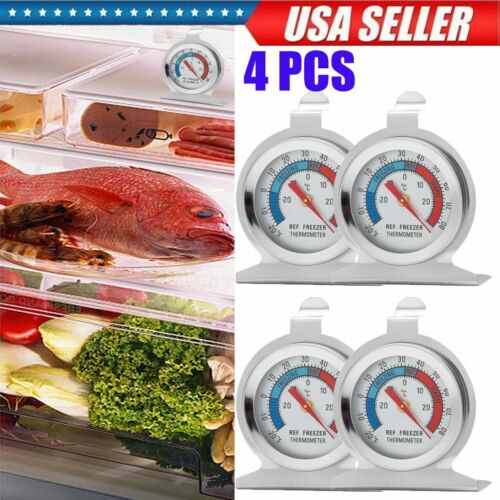 4x Stainless Steel Metal Temperature Refrigerator Freezer Dial Type Thermometer 