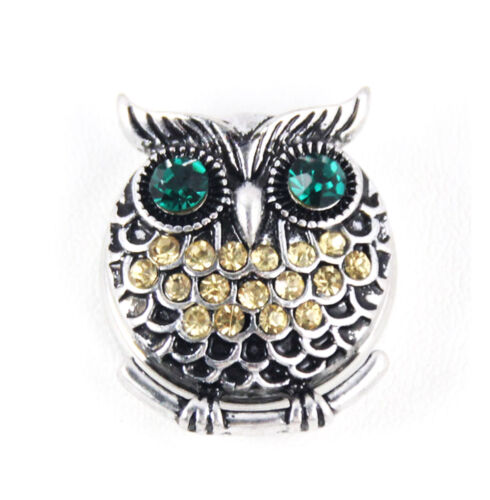 3DCrystal Owl Chunk Charm Snap Button Fit For Noosa Necklace/Bracelet NSKZ118 