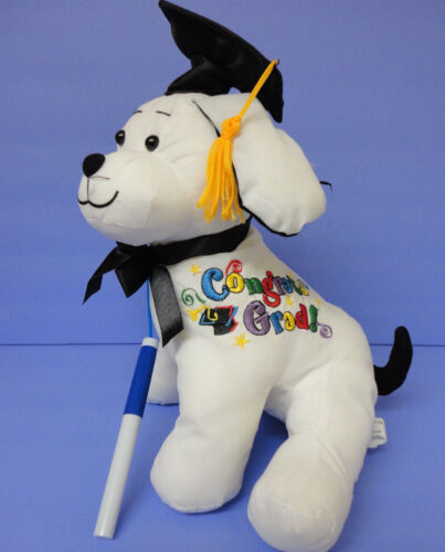 Big Graduation Autograph 15/" Stuffed Dog  with Pen Graduation Party Gift New