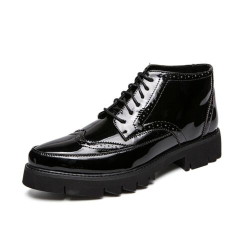 Details about   Mens Brogues Shiny Leather Lace Up Cuban Heel Dress Oxfords Shoes Wing Tip Vogue 