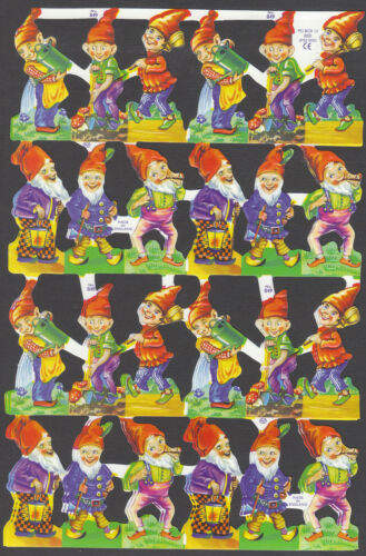 GNOMES GARDEN PLAY NATURE ELF FAIRY SPRITE SCRAP ENGLAND EMBOSSED PAPER