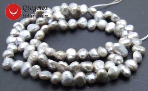 6-7mm Natural Grey Freshwater BAROQUE Pearl Loose Beads for Jewelry Making 14" 