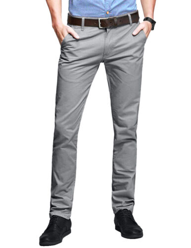 Mens Chino Trousers Slim Fit Stretch Casual Jeans westAce Cotton Designer Pants