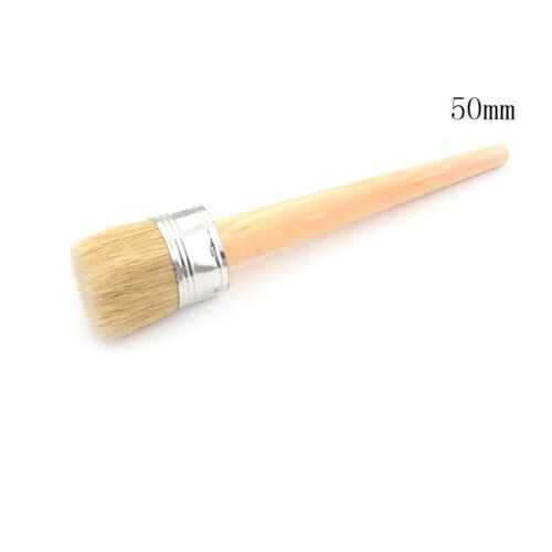 50mm Dia Wooden Handle Round Bristle Chalk Oil Paint Painting Wax Brush UWUK 
