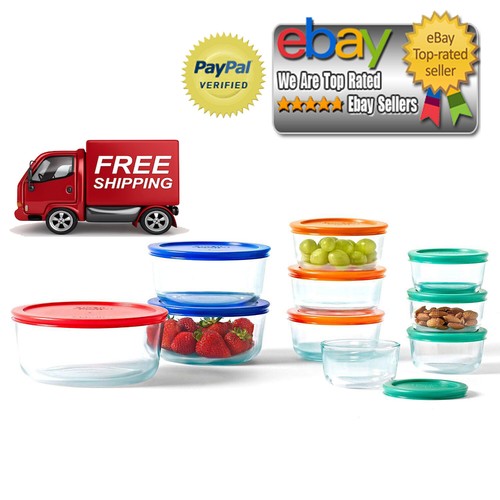 Pyrex 20 Piece Kitchen Glass Food Storage Set Lunch Box Container Microwave Safe