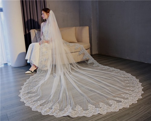 Comb Custom 4*3M// 5*3M 3M Chapel White// Iovry Wedding Veil Lace Bride Veils