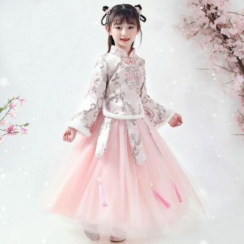 Details about   Dress Han Fu Girl Kid Robe Dress Chinese Traditional Ancient Embroidery Dresses 