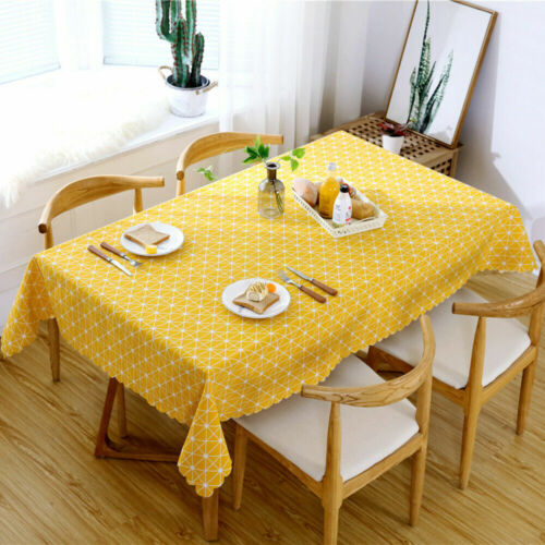 KITCHEN COTTON LINEN TABLECLOTH TEA CLOTH DINING TABLE COVER RECTANGLE PRINT UK